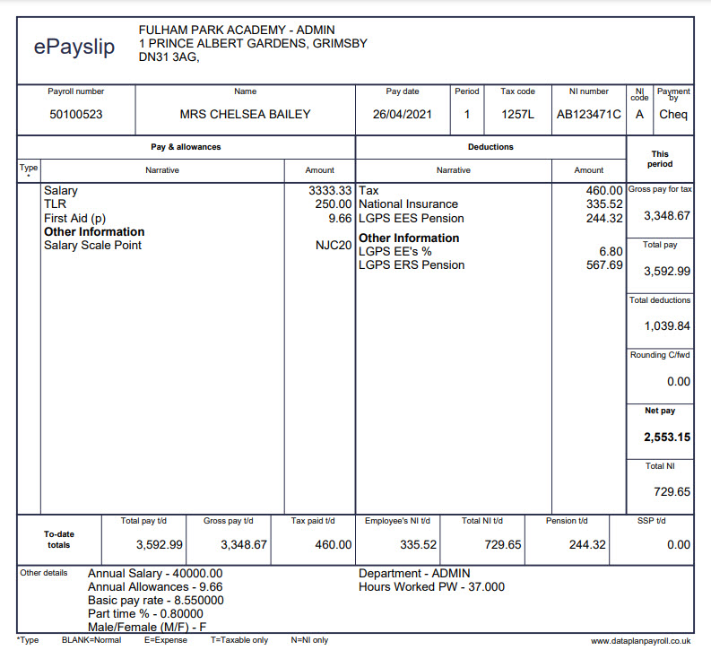 example payslip